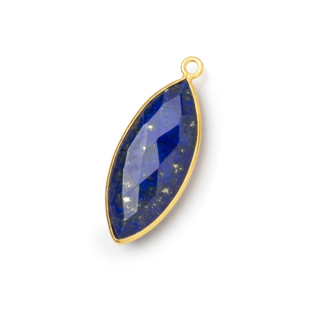 29x13mm Vermeil Bezel Lapis Lazuli Faceted Marquise Pendant 1 piece