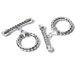 29x23mm Rainbow Moonstone Cabochon Filigree Antiqued Silver Toggle 1 pc (ONLINE ORDER ONLY)