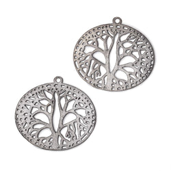 29x35mm Brushed Filigree Oval Charm Set of 2 pieces