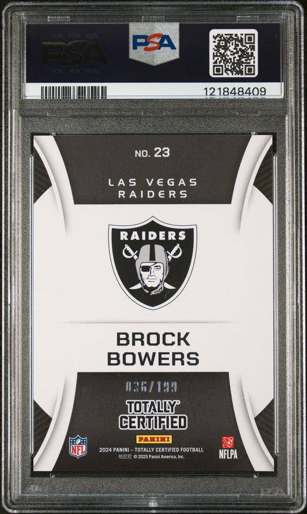 Graded 2024 Panini Totally Certified Brock Bowers #23 Sunday Special Blue /199 Rookie RC Football Card PSA 10 Gem Mint (ONLINE ORDER ONLY)
