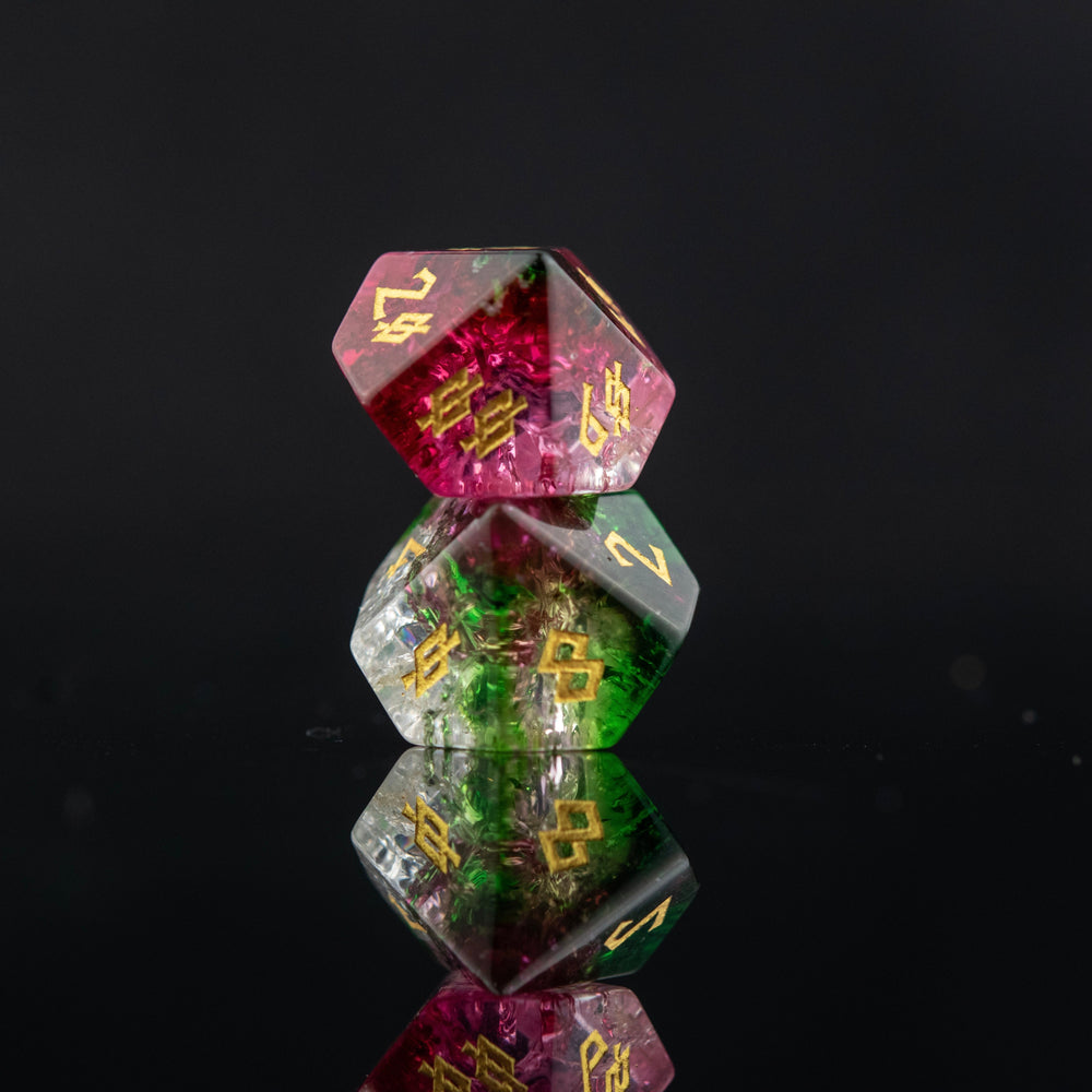 Watermelon Shattered Glass Dice Set (ONLINE ORDER ONLY)
