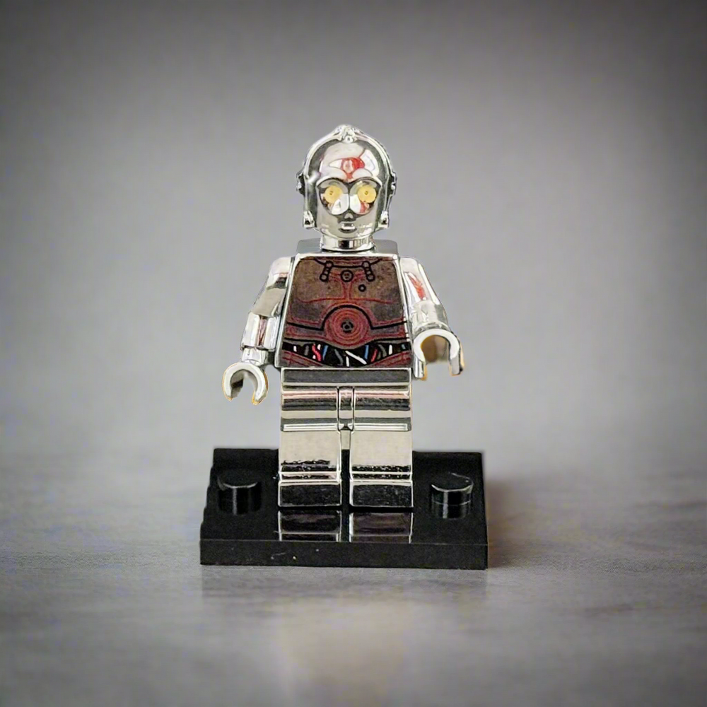 C-3PO Electroplated Silver Chrome – Custom Brick Compatible Minifigure (ONLINE ORDER ONLY)