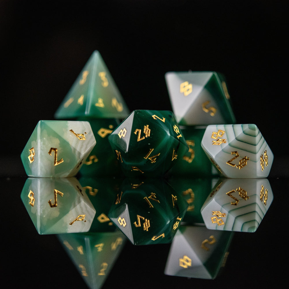Green Agate Stone Dice Set (ONLINE ORDER ONLY)