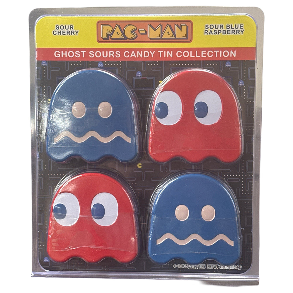 Pac-Man Sour Cherry & Sour Blue Raspberry Ghosts Sours Candy Tin Collection (Online Order Only)