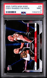 Graded 2025 Topps Now WWE Cody Rhodes/The Rock #26 Wrestling Card PSA 9 Mint (ONLINE ORDER ONLY)