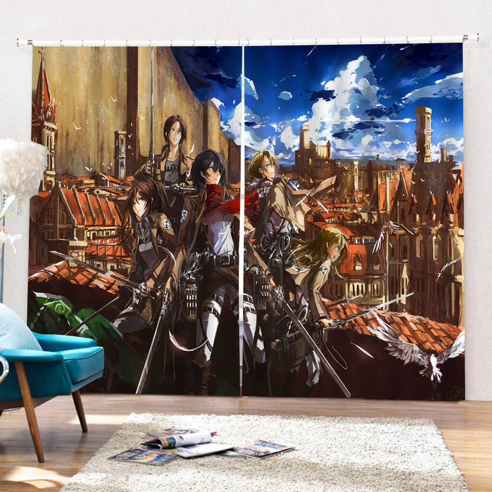 2 Panels Attack on Titan Curtains Cosplay Blackout Window Drapes (Online Order Only)