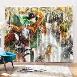2 Panels Attack on Titan Curtains Cosplay Blackout Window Drapes (Online Order Only)