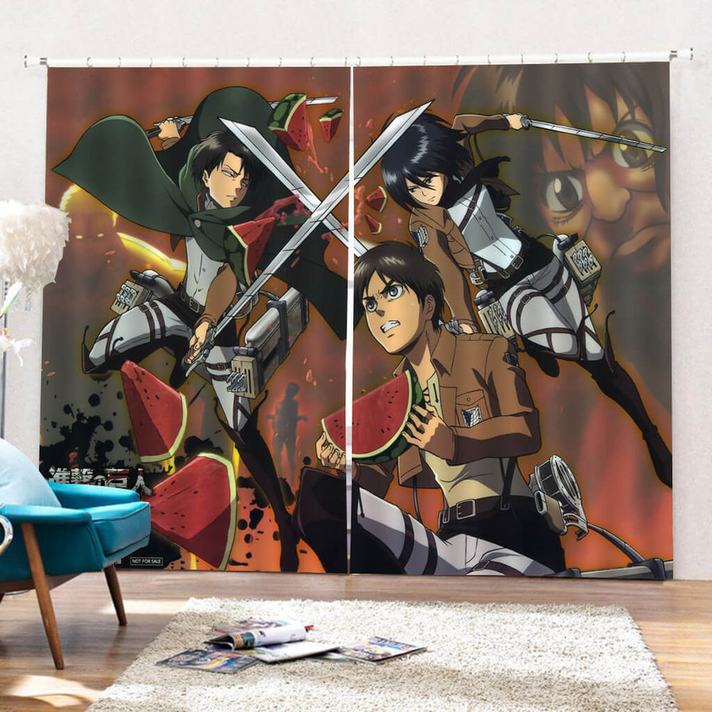 2 Panels Attack on Titan Curtains Cosplay Blackout Window Drapes (Online Order Only)