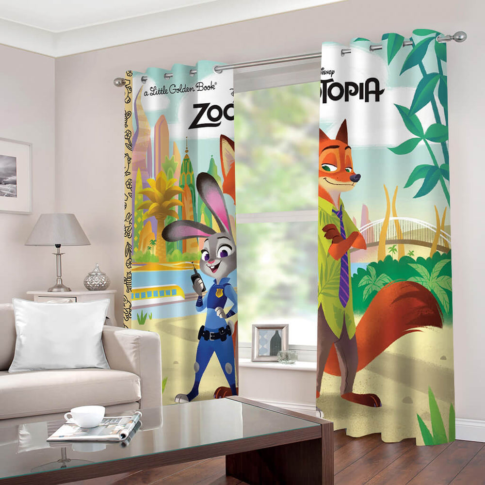 2 Panels Zootopia Curtains Blackout Window Drapes for Room Decoration (Online Order Only)