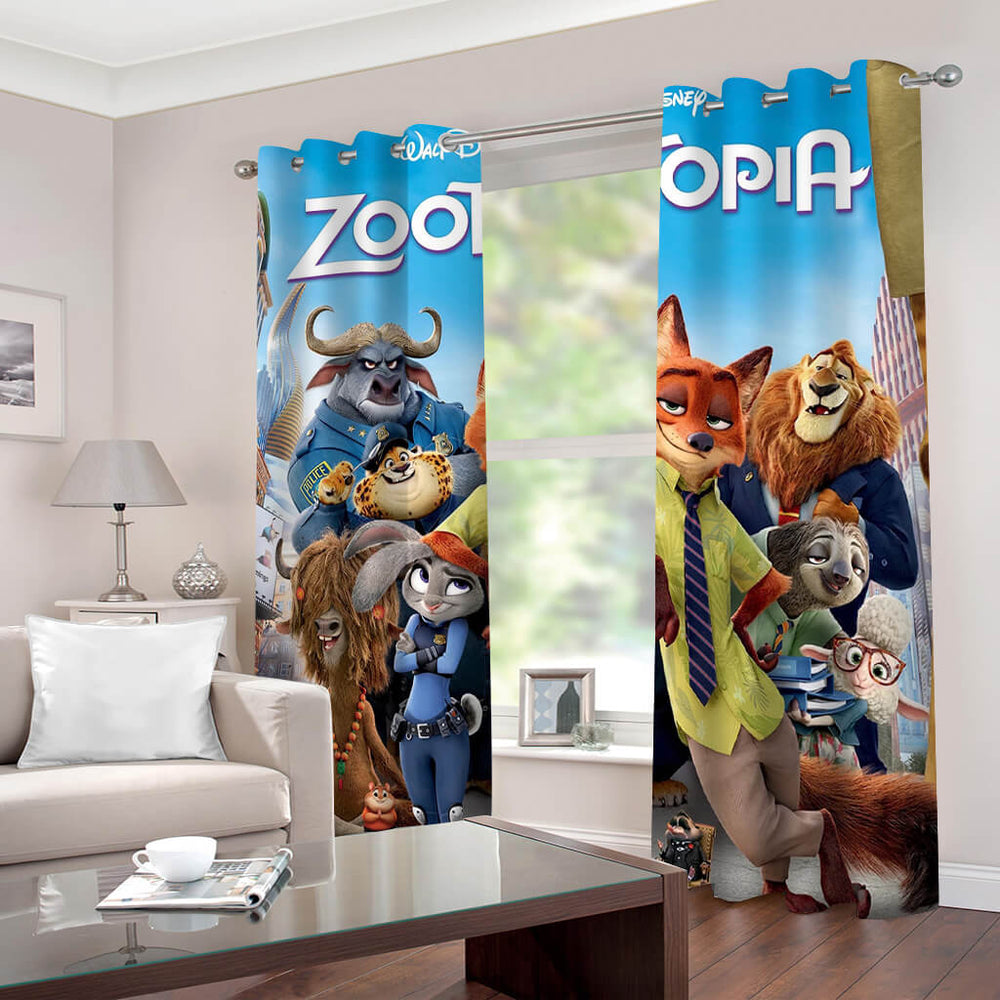 2 Panels Zootopia Curtains Blackout Window Drapes for Room Decoration (Online Order Only)