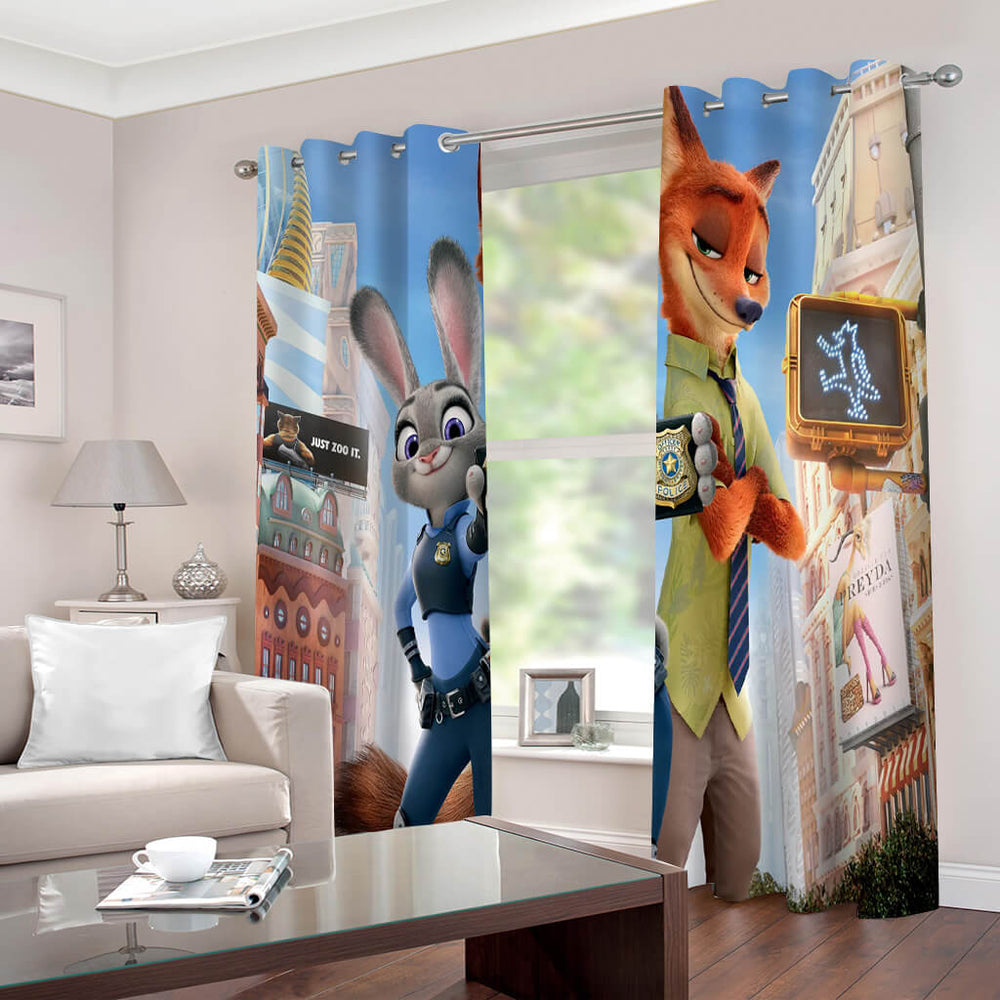 2 Panels Zootopia Curtains Blackout Window Drapes for Room Decoration (Online Order Only)