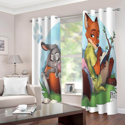 2 Panels Zootopia Curtains Blackout Window Drapes for Room Decoration (Online Order Only)