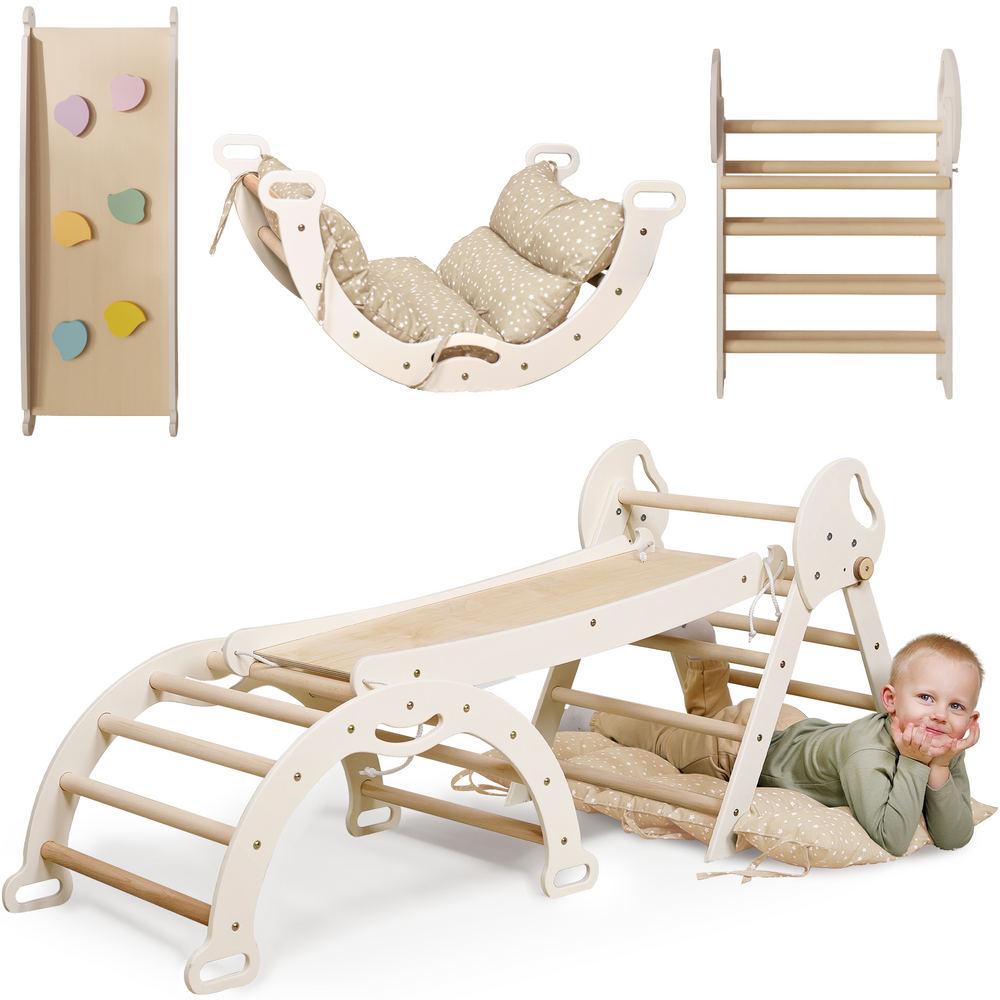 4in1 Montessori Climbing Set: Pikler Triangle, Arch, Slide Board, and Cushion for Toddlers (1–3 Years) (ONLINE ORDER ONLY)