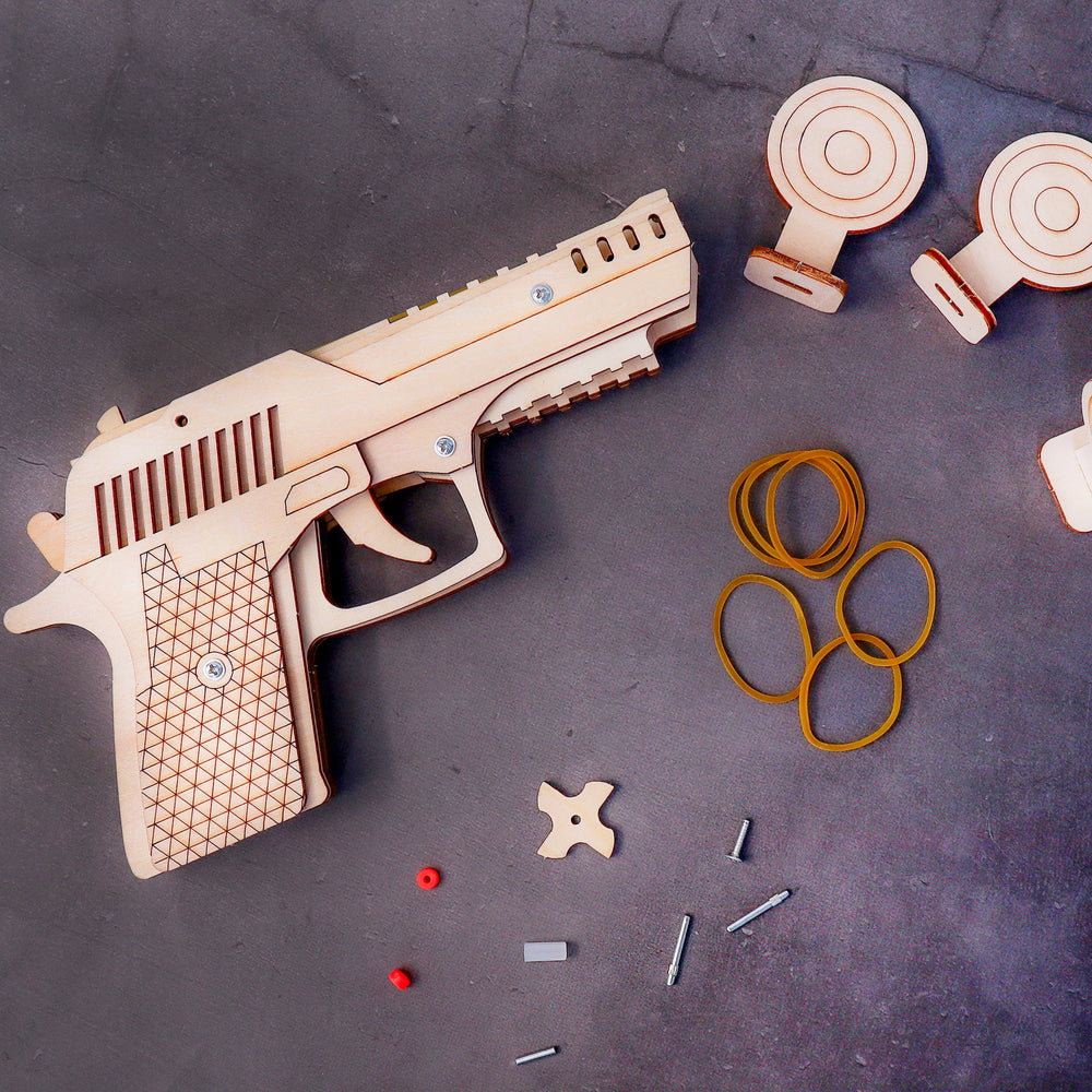 DIY Kit Rubber Band Launcher, Fun Wooden Craft and STEM Toy
