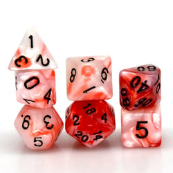 Shell White/Red 7-Dice Set w/Black Numbers Dnd Dice Set (Online Only)