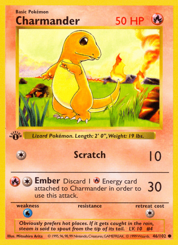 Charmander (46/102) (Shadowless) [Base Set 1st Edition] (Online Only)