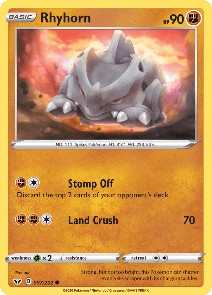 Rhyhorn (097/202) [Sword & Shield: Base Set] (Online Only)