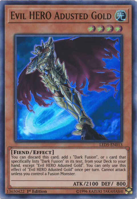 Evil Hero Adusted Gold [LED5-EN013] Ultra Rare (ONLINE ORDER ONLY)