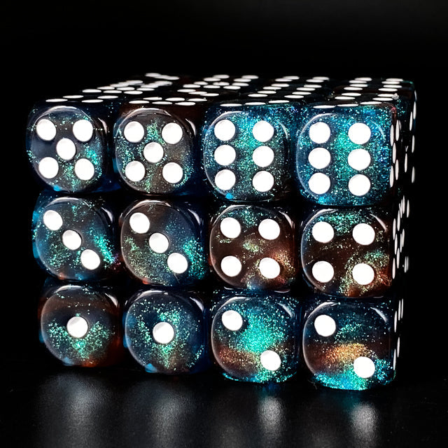 Red & Blue 16mm Glitter Pipped Dice (per die) (Online Only)