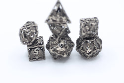 Ancient Silver Hollow Metal Bat Polyhedral Dice Set (ONLINE ORDER ONLY)