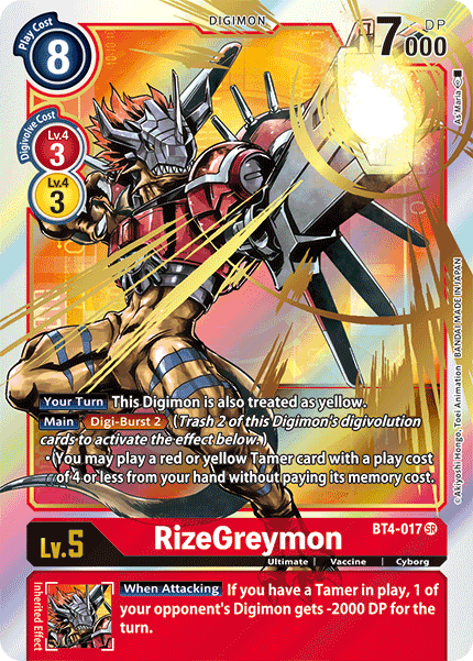 RizeGreymon [BT4-017] (Alternate Art) [Great Legend] (ONLINE ORDER ONLY)