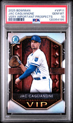 Graded 2025 Topps Bowman Jac Caglianone #VIP11 Very Important Prospects Rookie RC Baseball Card PSA 10 Gem Mint (ONLINE ORDER ONLY)