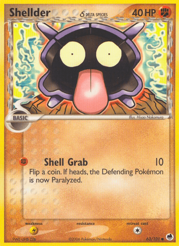 Shellder (63/101) (Delta Species) [EX: Dragon Frontiers] (Online Only)