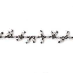 2mm Grey Chalcedony micro round Black Gold plated Dangling Chain by the foot (ONLINE ORDER ONLY)
