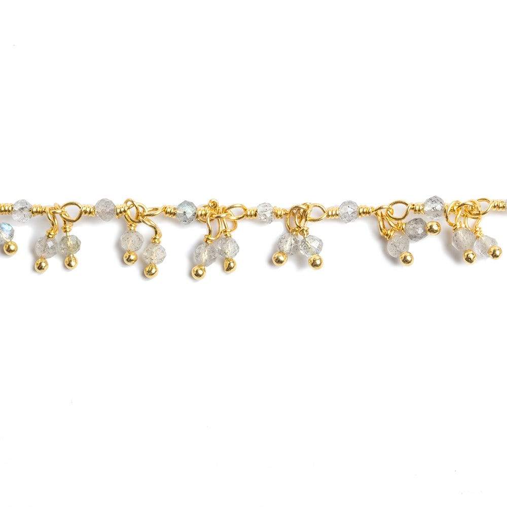 2mm Labradorite micro faceted round Gold Plated Dangling Chain (ONLINE ORDER ONLY)