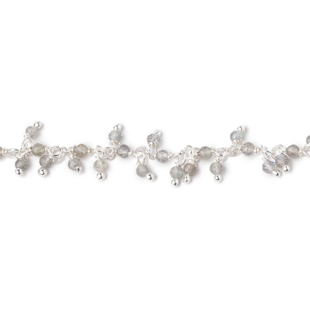 2mm Labradorite Micro Faceted Rounds on Sterling Silver Dangling Chain (ONLINE ORDER ONLY)