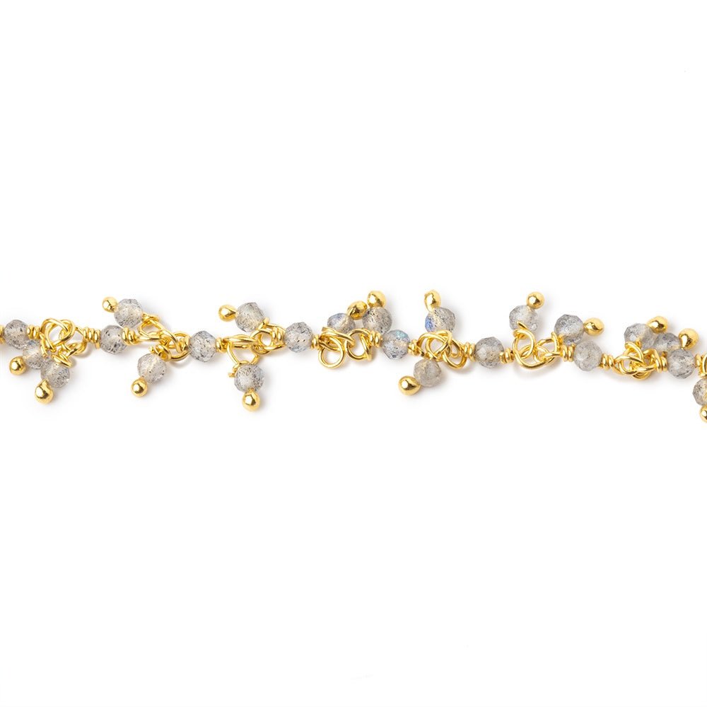 2mm Labradorite Micro Faceted Rounds on Vermeil Dangling Chain (ONLINE ORDER ONLY)