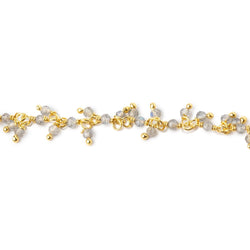 2mm Labradorite Micro Faceted Rounds on Vermeil Dangling Chain (ONLINE ORDER ONLY)