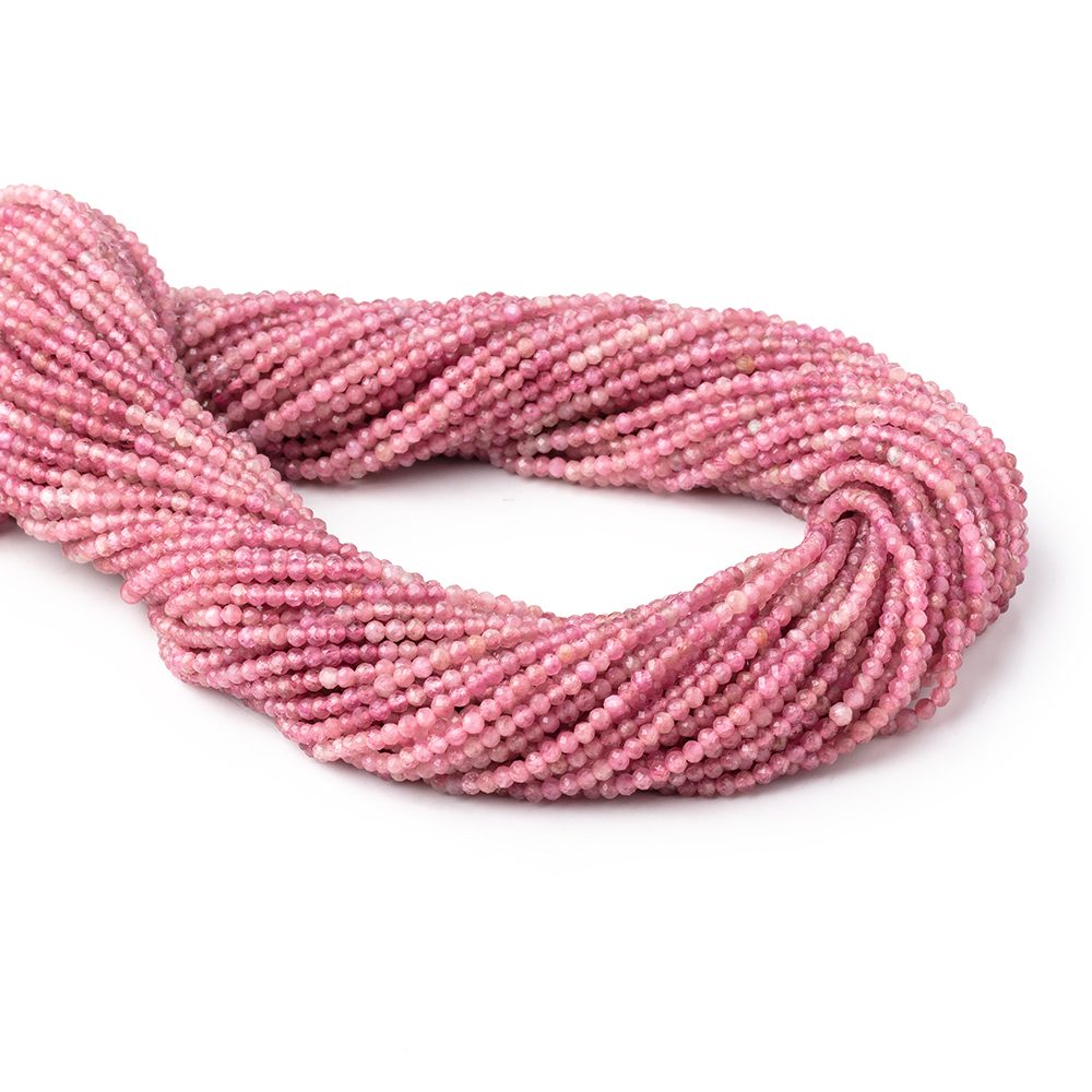 2mm Pink Tourmaline Micro Faceted Round Beads 12.5 inch 174 pieces (ONLINE ORDER ONLY)