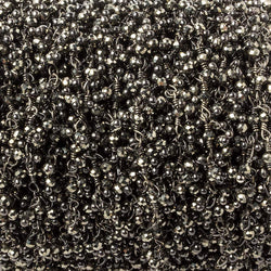 2mm Pyrite micro faceted round Black Gold Dangling Chain by the foot 110 pieces
