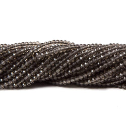 2mm Smoky Quartz micro-faceted rounds 13 inch 175 beads AAA (ONLINE ORDER ONLY)