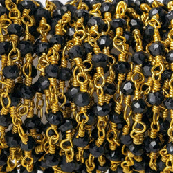 2mm to 3mm Black Spinel Gold plated Wire Wrapped Chain