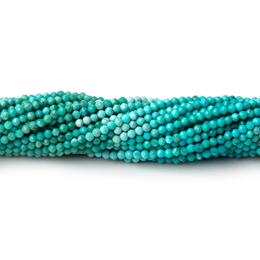2mm Turquoise Micro Faceted Round Beads 12.5 inch 192 pieces (ONLINE ORDER ONLY)
