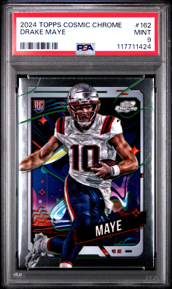 Graded 2024 Topps Cosmic Chrome Drake Maye #162 Rookie RC Football Card PSA 9 Mint (ONLINE ORDER ONLY)