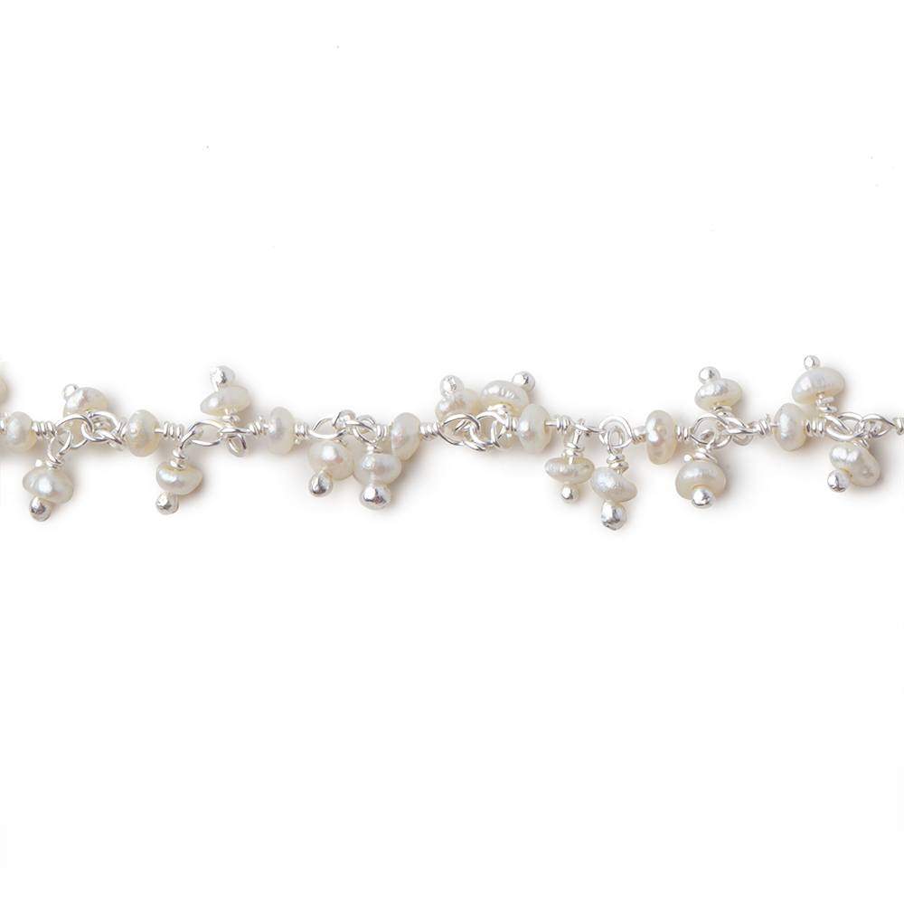 2x2mm White Baroque Pearl Silver Dangling Chain sold by the foot (ONLINE ORDER ONLY)
