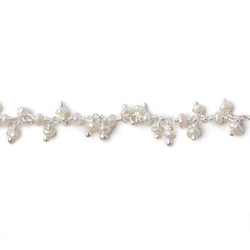 2x2mm White Baroque Pearl Silver Dangling Chain sold by the foot (ONLINE ORDER ONLY)