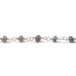 3-3.5mm Iolite Silver Plated Wire Wrapped Chain by the foot (ONLINE ORDER ONLY)