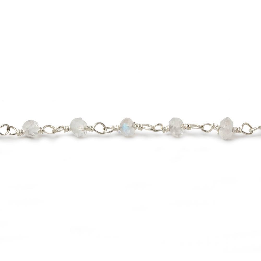 3-3.5mm Rainbow Moonstone Silver plated Wire Wrapped Chain 38 pcs (ONLINE ORDER ONLY)