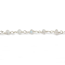 3-3.5mm Rainbow Moonstone Silver plated Wire Wrapped Chain 38 pcs (ONLINE ORDER ONLY)