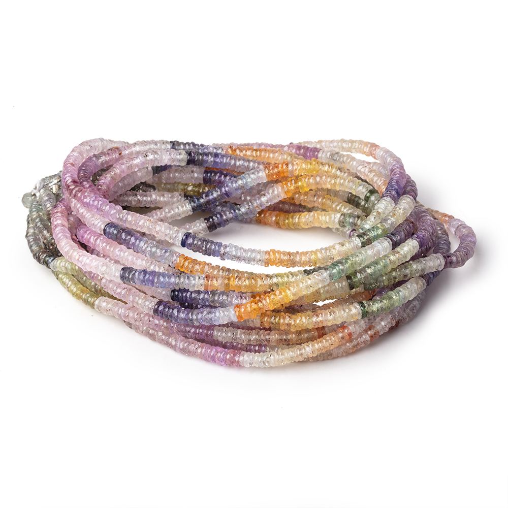 3-3.8mm Multi Color Sapphire Faceted Heishi Beads 16 inch 350 pieces (ONLINE ORDER ONLY)