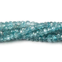 3-4.5mm Blue Zircon faceted rondelle beads 16 inch 186 pieces A (ONLINE ORDER ONLY)