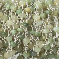 3-4mm Cat's Eye Green Quartz Silver plated Chain by the foot (ONLINE ORDER ONLY)