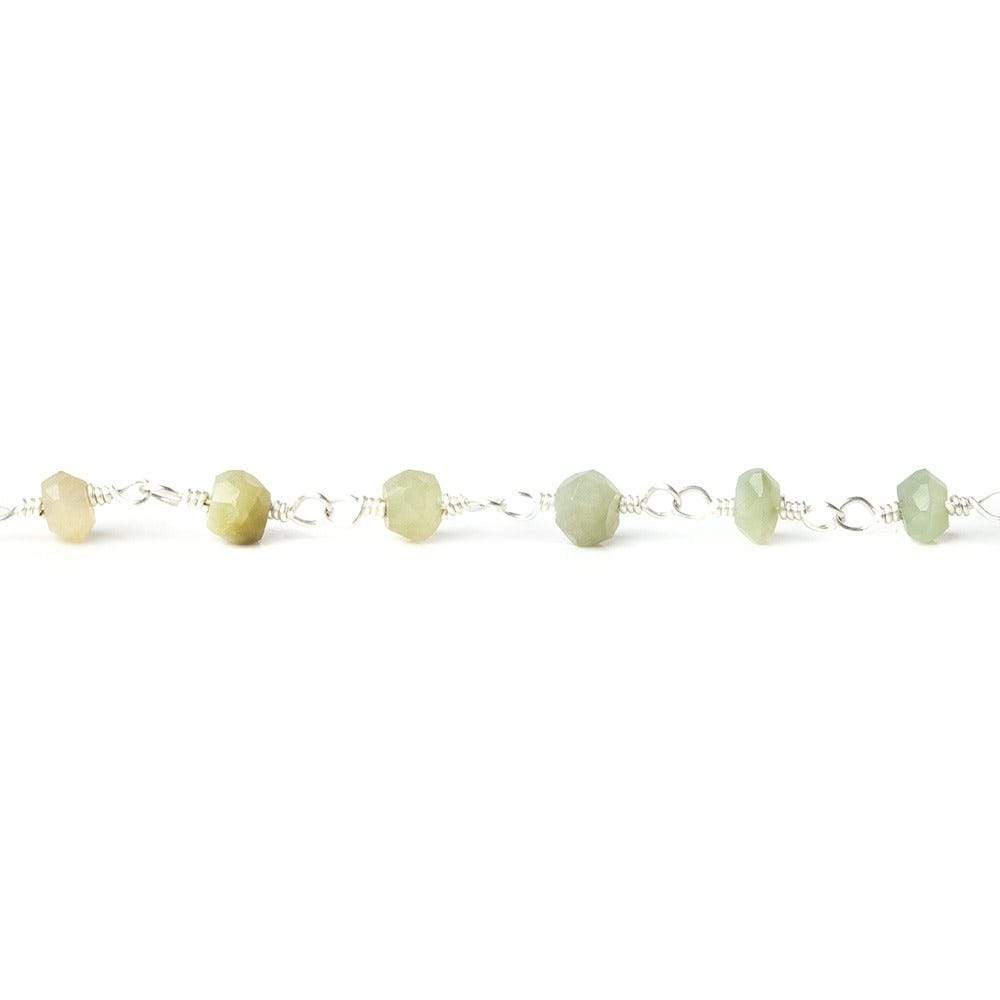 3-4mm Cat's Eye Green Quartz Silver plated Chain by the foot (ONLINE ORDER ONLY)