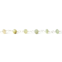 3-4mm Cat's Eye Green Quartz Silver plated Chain by the foot (ONLINE ORDER ONLY)