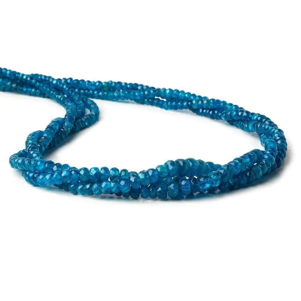 3-5mm Neon Blue Apatite Faceted Rondelle Beads 15.5 inch 156 pieces A (ONLINE ORDER ONLY)