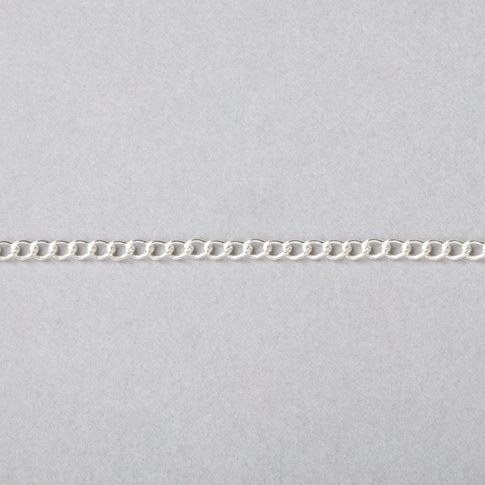 3 Feet - 2mm Silver plated Curb Link Chain (ONLINE ORDER ONLY)